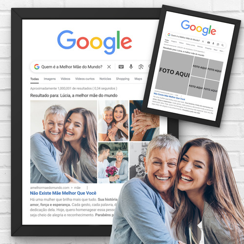 Quadro Personalizado Google Melhor Mãe/avó Do Mundo C/ Vidro Preto