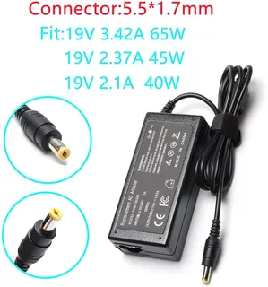 19v 3.42a 65w Laptop Charger Adapter For Acer Aspire E15 E1-