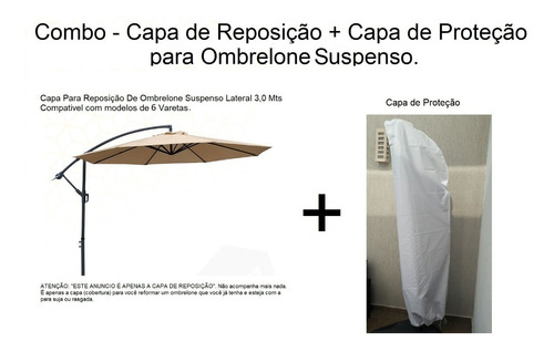 Capas P/ Reposição E Proteção De Ombrelone Lateral 3,0 Mts 