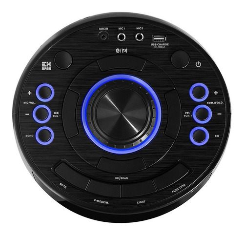 Parlante Torre Noblex Mnt390 Tower System Bluetooth Luces Color Negro