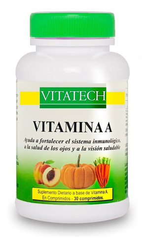 Vitamina A X 30 Comprimidos Vitatech Sabor Sin sabor