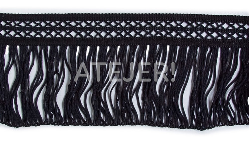 Imagen 2 de 8 de Fleco De Acetato 15 Cm De Ancho X 10 Mts Art M285 Negro