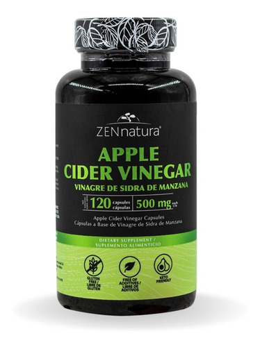 Vinagre Sidra Manzana C/120 Caps Zen Natura Control De Peso Sabor Sin sabor