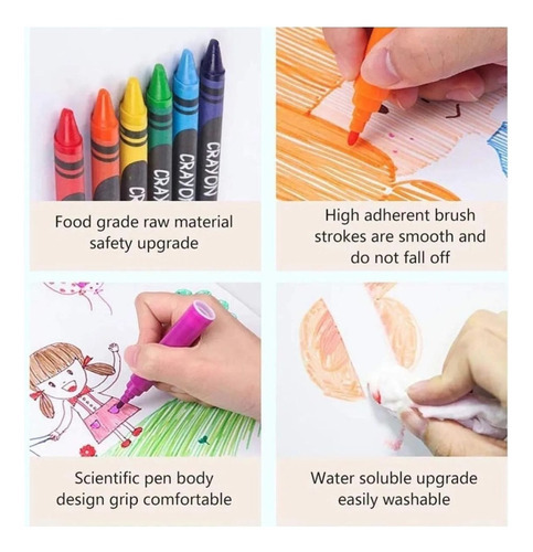 Set De Arte 180 Pcs Lapices + 2 Rollos De Dibujos Colorear
