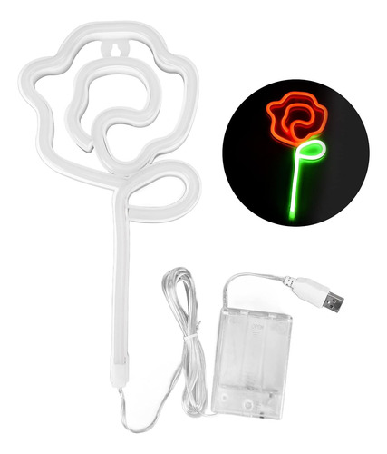 Letrero Neon Rosa Flor Decoracion Luz Led Flex Aviso