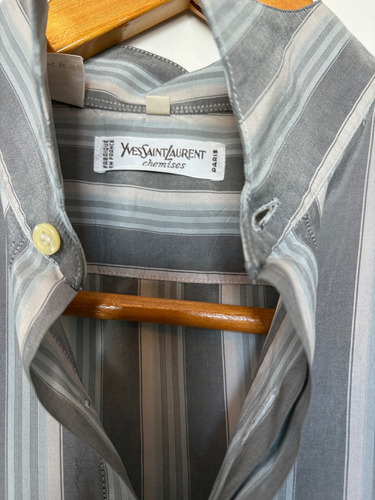Camisa Yves Sainy Laurent Orig Francia Sed Nat Ray Gris Tl (Usado)