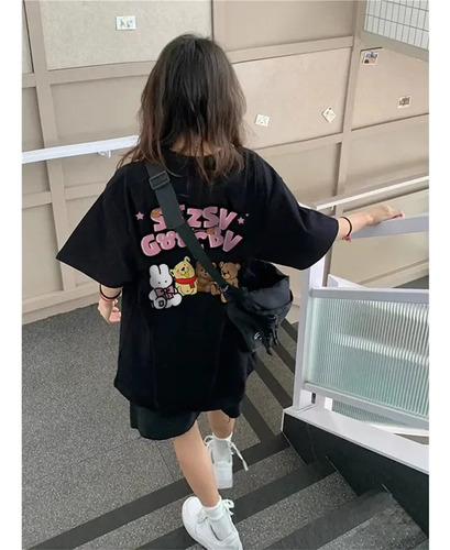 Camiseta De Algodón De Manga Corta Con Estampado De Osos De