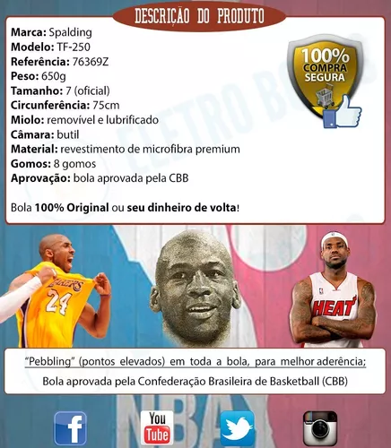 BOLA BASQUETE SPALDING TF 250 CBB - Grandes Torcidas