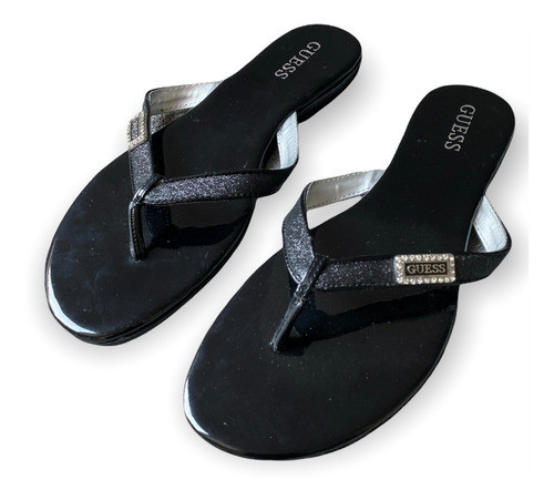 Sandalia Guess Negra Con Cristales - No Box