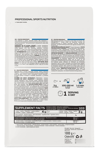 Creatina Ostrovit 500g 100srv Monohidratada Pura Importada Sin Sabor