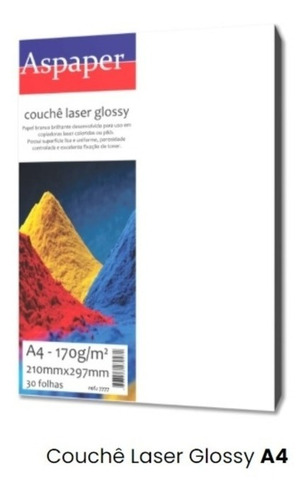 Papel Couchê Laser Glossy A4 170g - Pacote 30 Folhas