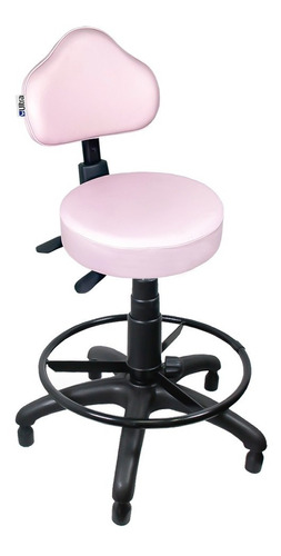 Cadeira Mocho Rosa Ergonômico Caixa Alta Com Aro