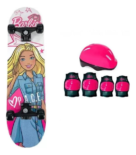 Skate Barbie Pace Com Acessorios De Segurança F00105 Fun