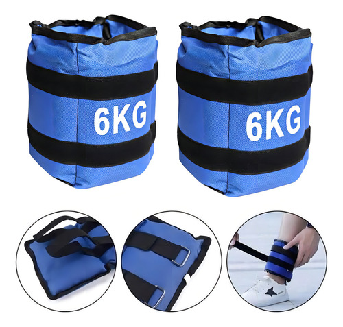 Pesas Para Tobillos Tobilleras Con Peso Pesas Ejercicio 6kg Color Negro-azul