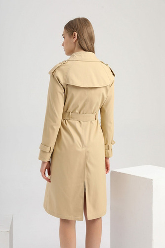 Gabardina Largos De Moda Para Dama Con Sólido Un Solo Pecho