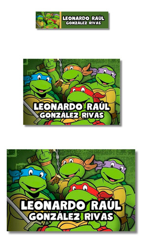 Etiquetas Pegatinas Stickers Escolares Nombre Tortugas Ninja