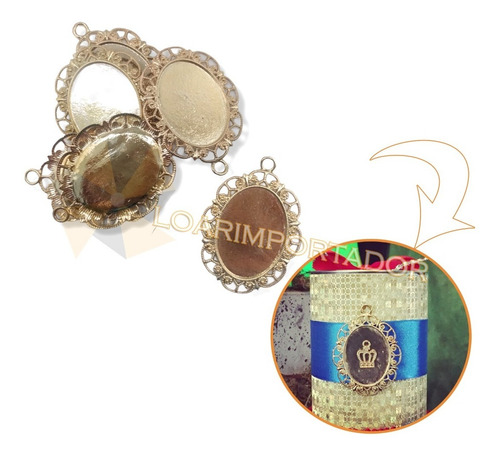 Imagen 1 de 5 de Bases De Camafeo Metalicas Ideal Bordado Souvenirs X100 Grs