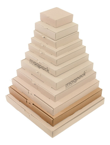 Imagen 2 de 7 de 50 Cajas Para Pizza 41x41x5cms Carton Microcorrugado Kraft