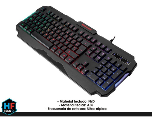 Teclado Gamer Para Pc Rgb Rainbow 9 Colores Usb En Español Color del teclado Negro Idioma Español Latinoamérica