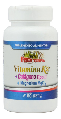Vitamina K2 + Magnesium + Colágeno Tipo I I Rei Tera 60 Cáps