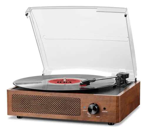 Tocadiscos Vintage 3 Velocidades Con Bluetooth Y Altavoces
