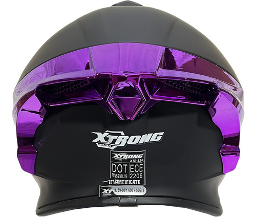 Casco Certificado Para Moto Ece 2206 Dot Negro Matte Xtrong Negro Matte Morado L