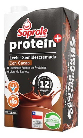 Leche Soprole Protein + 1 Litro Semidescremada Con Cacao
