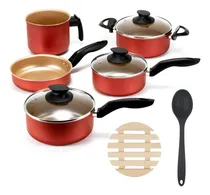 Comprar Jogo De Panelas 05 Pçs Antiaderentes + 05 Descansos + Colher