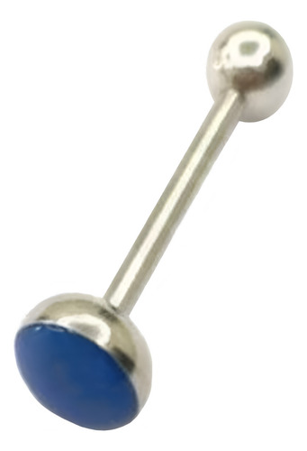 Aro Lengua Piercing Acero Quirurgico Y Media Bola Acrilico Color Azul