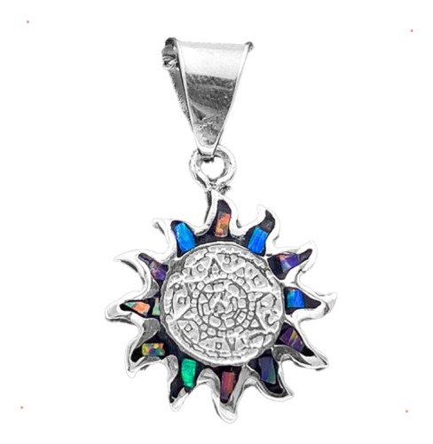 Dije Sol Calendario Azteca Colores Opalo Plata 925 Con Envio