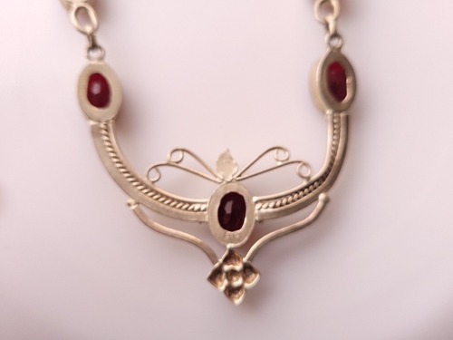 Imagen 4 de 7 de Cadena, Gargantilla, Collar En Plata 925 Y Granates