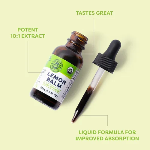 Vimergy Extracto De Bálsamo De Limón Orgánico Usda Suplemento Calmante De Tensión Gotas Calmativas Sin Alcohol Ap