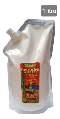 Bloqueador Solar Biodegradable Spf 50 Bolsa 1 Litro Rellenab