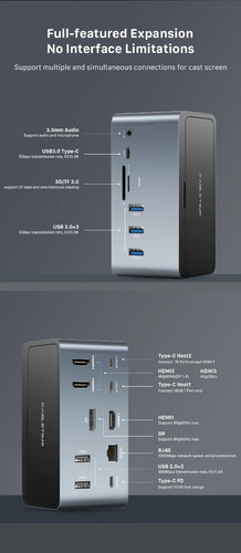 Hub Usb C 16 Em 1 Cabletime C162ag Com Hdmi E Rj45