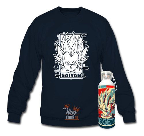 Poleron Polo + Botella, Vegeta Saiyan, Dragon Ball, Fans, Anime, Xxl