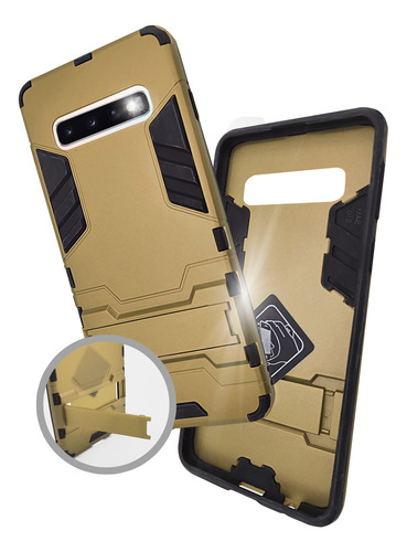 Funda Iron Para Samsung Galaxy S10 Case Carcasa Antishock Dorado