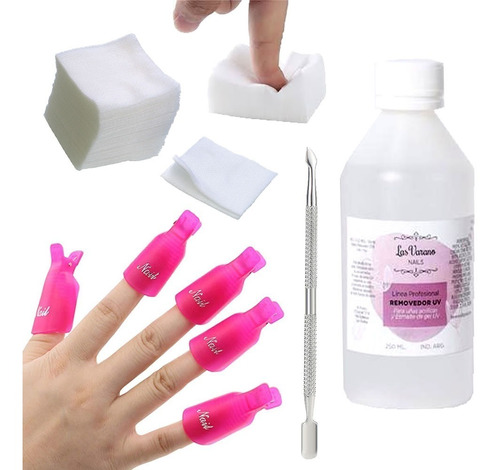 Kit Removedor Uv Broches Wipes Quita Esmalte Semi Permanente