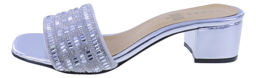 Sandalias Chanclas De Tacón Banda Con Brillos Moda Mujer Elo