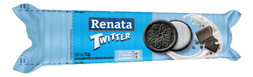 Biscoito Chocolate Recheio Baunilha Renata Twitter Pacote 112g