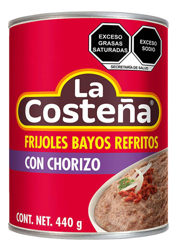 Frijoles Bayos La Costeña Refritos con chorizo 440g