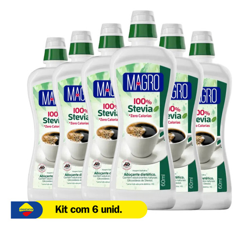 Kit Especial Com 6 Adoçante Magro 100% Stévia De 60ml