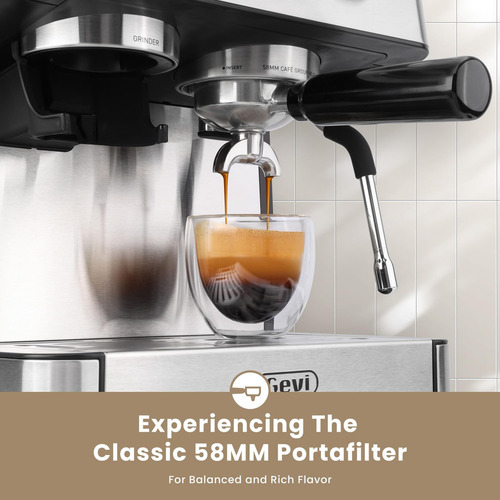 Cafetera Expreso Gevi Con Molinillo Y Vapor 2.3 L