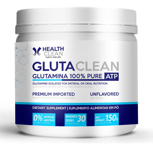 Suplemento Em Pó  L-glutamina 150g Pura - Health Clean Sabor Sem Sabor