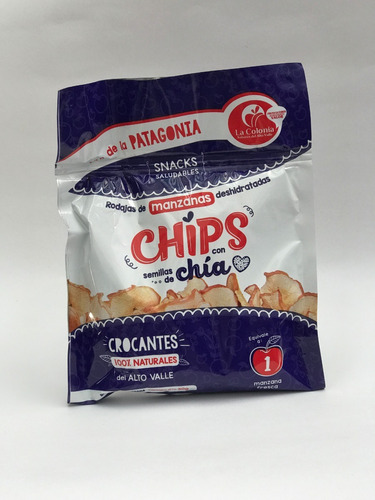 Chips Snack Manzana Roja Chia Seca Deshidratada Rodaja Secas