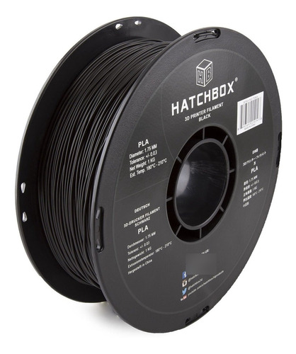 Hatchbox 3d Pla-1kg 1.75-blk Pla 3d Filamento De Impresora, 