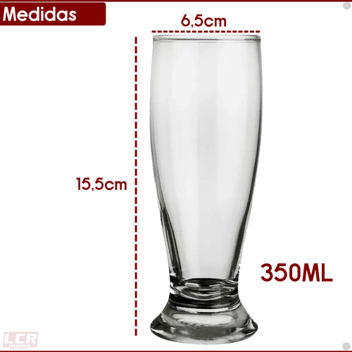 Kit Jogo 12 Copos De Vidro 350ml Tulipa Munich Copo P/ Chopp