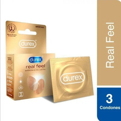 Imagen 1 de 1 de Durex Real Feel Sin Latex Natural Caja 3 Condones