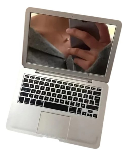 Espejo De Bolsillo Portatil En Forma De Lap Top Color Gris Gris