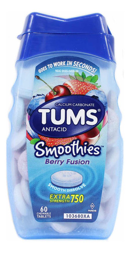 Tums Smoothies Berry Fusion Antiácido 60 Tab. Envío Gratis