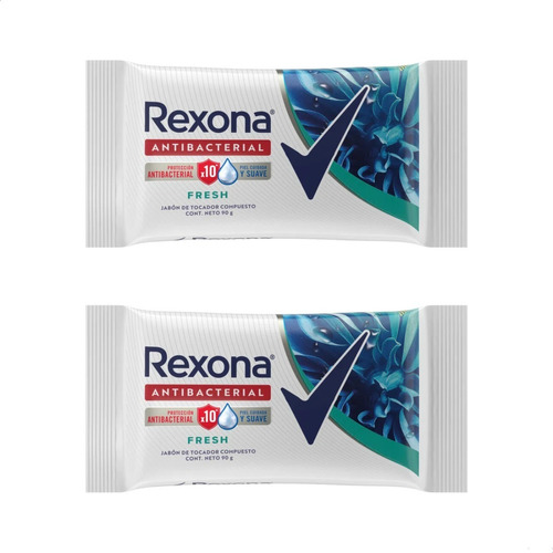 Pack X2u Jabón De Tocador Fresh Rexona Antibacterial 90g